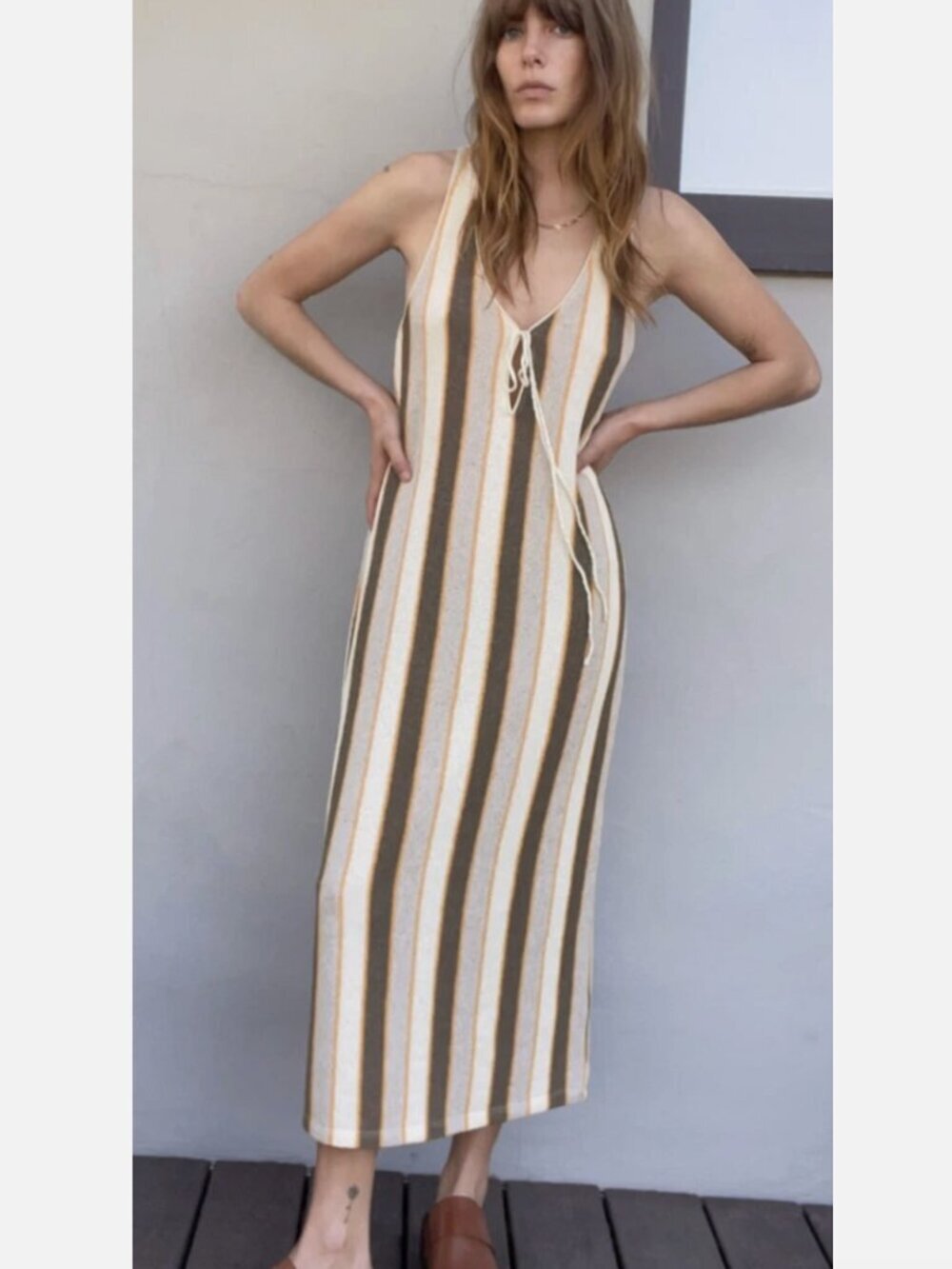 Zara striped knit casual midi dress